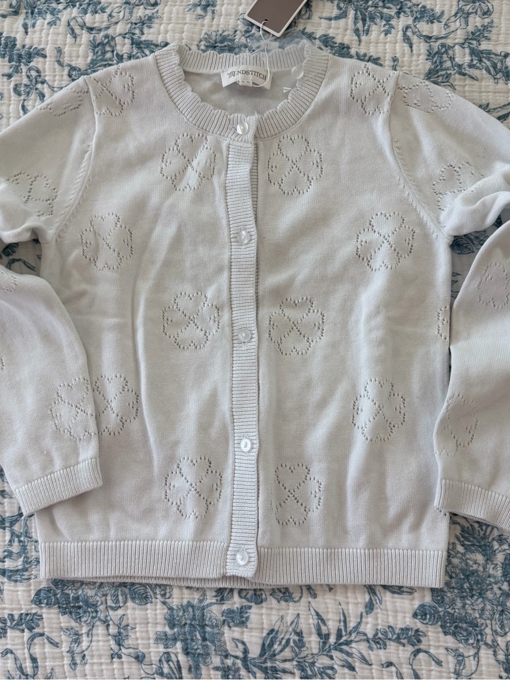 Trendstitch Kids' white Eyelet Cardigan Sweater
